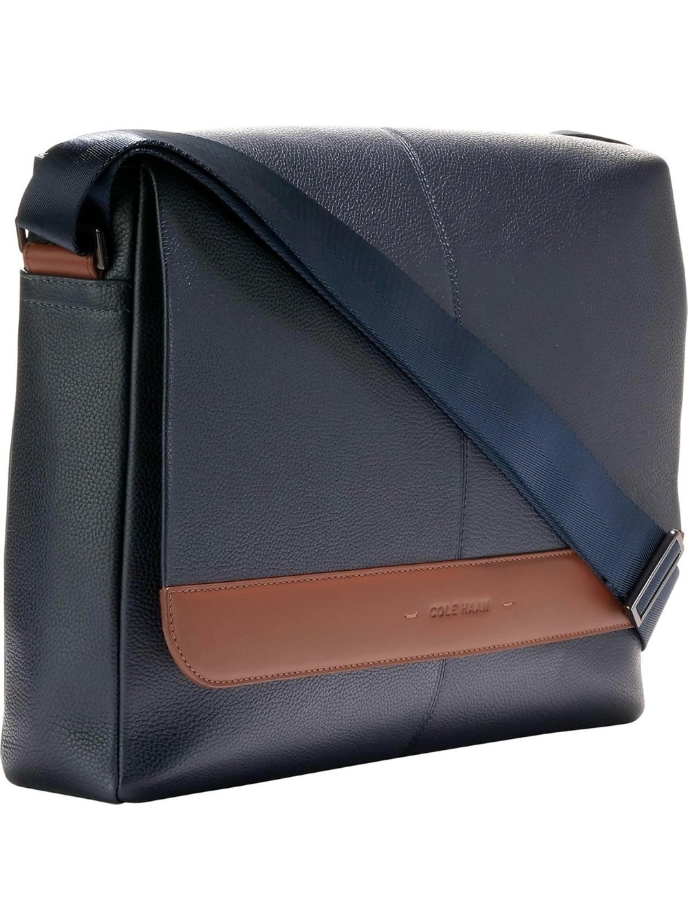 Cole Haan Navy and Brown Leather Crossbody Messenger - Picture 5 of 5